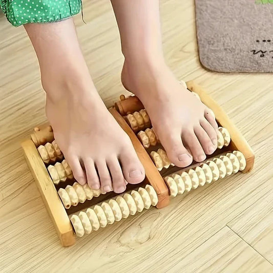 DeepRoll Dual Wooden Foot Massager With 6 Rollers