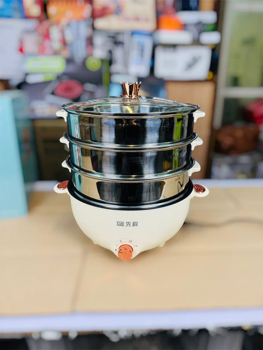 2 in 1 Cooking Pot and 3 layers Food steamer