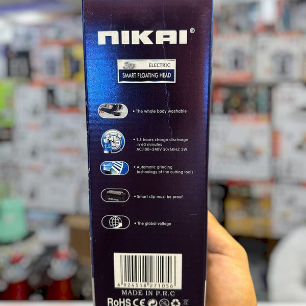 Nikai 3D Washable Shaver NK-7119 (Floating Heads, 3-Hour Battery)