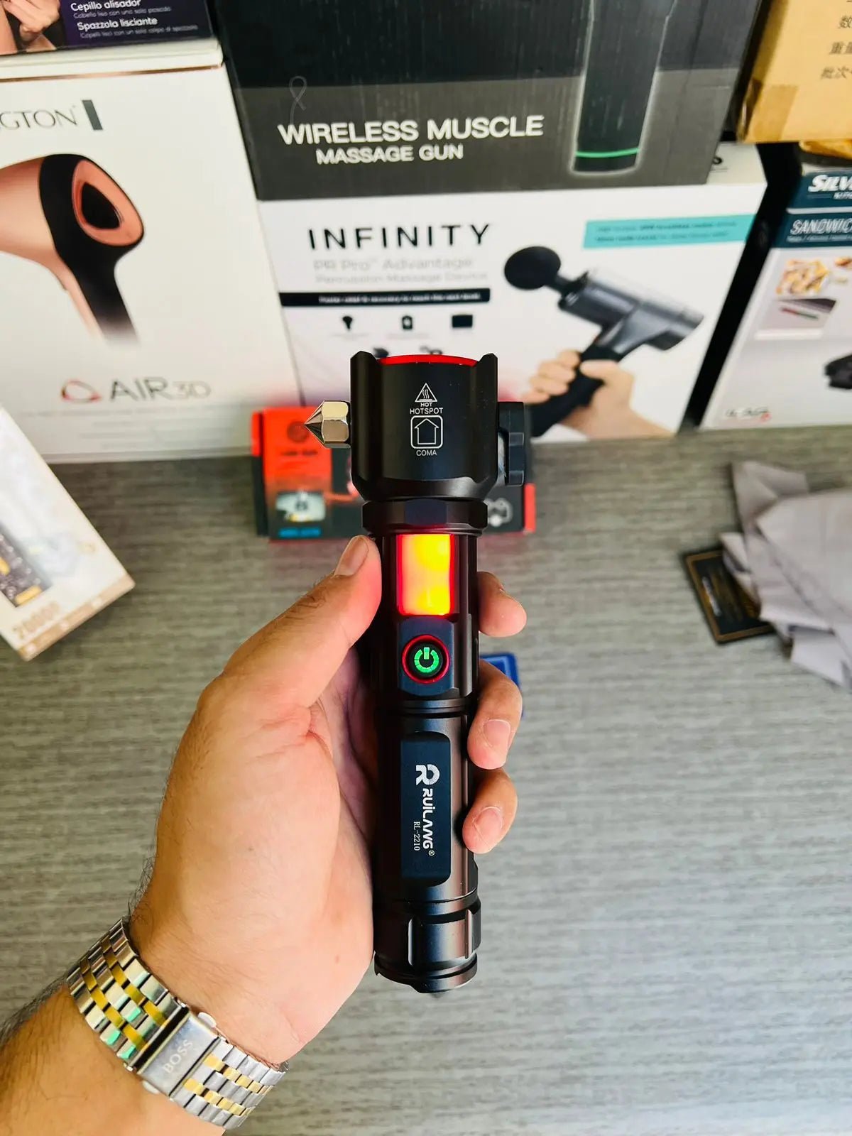 Waterproof Laser LED Tactical t With1Km range flashlight and long lasting backup | Imported