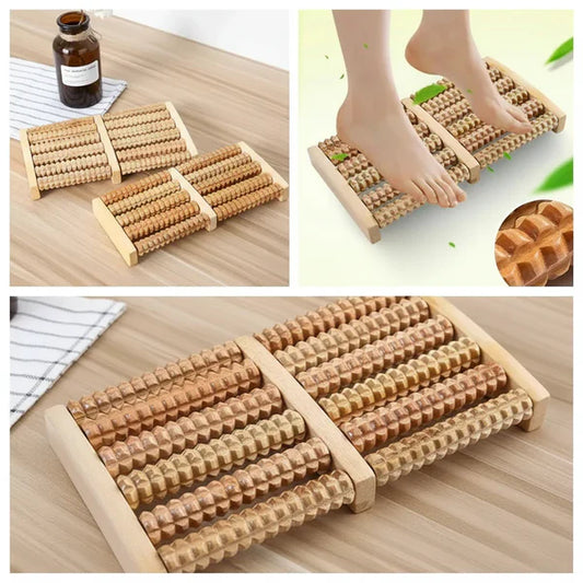 DeepRoll Dual Wooden Foot Massager With 6 Rollers