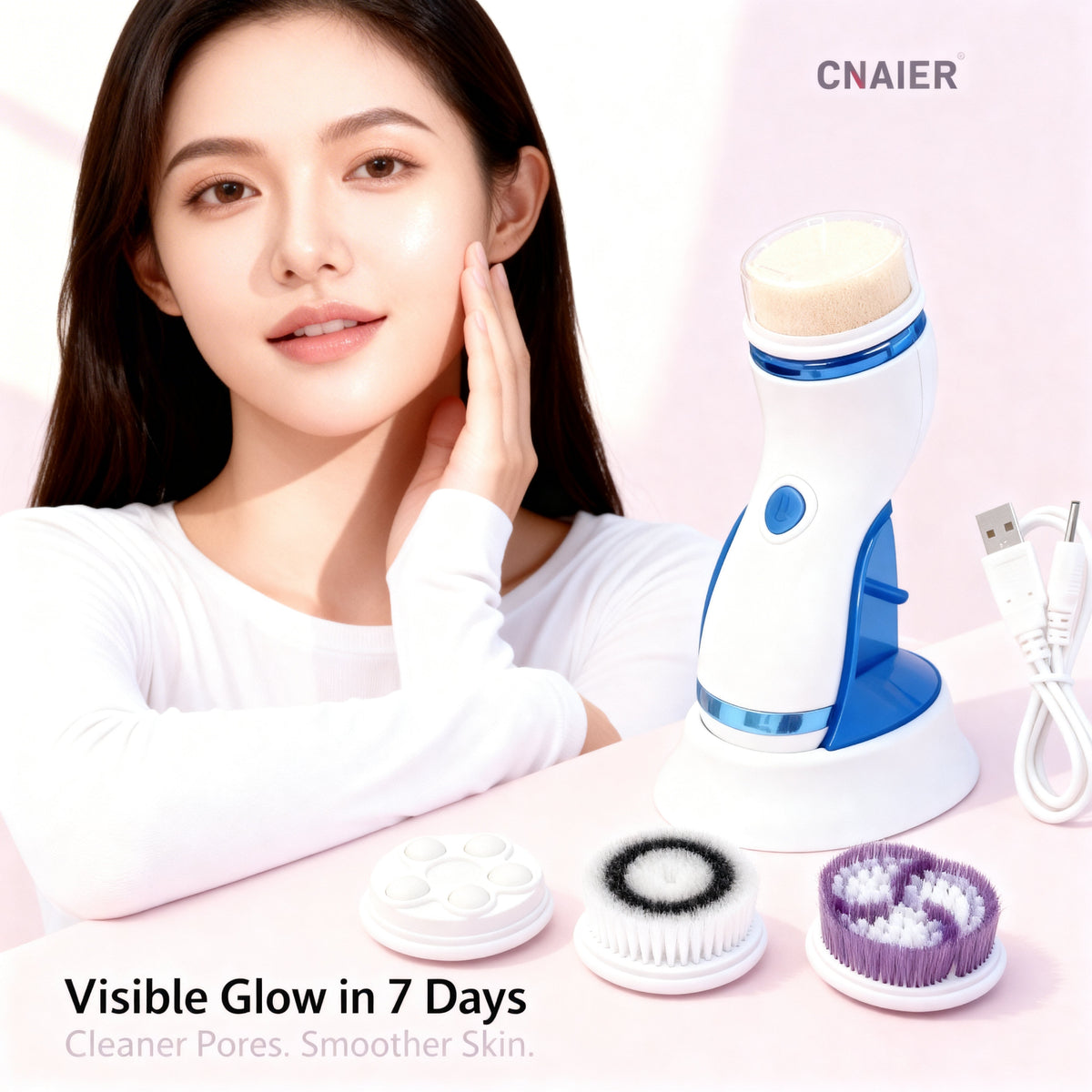 4 In 1 Electric Facial Cleansing Brush & Massager