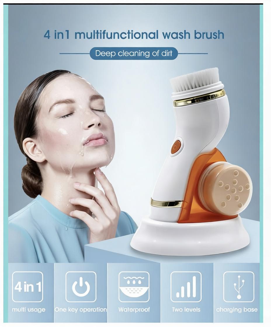 4 In 1 Electric Facial Cleansing Brush & Massager