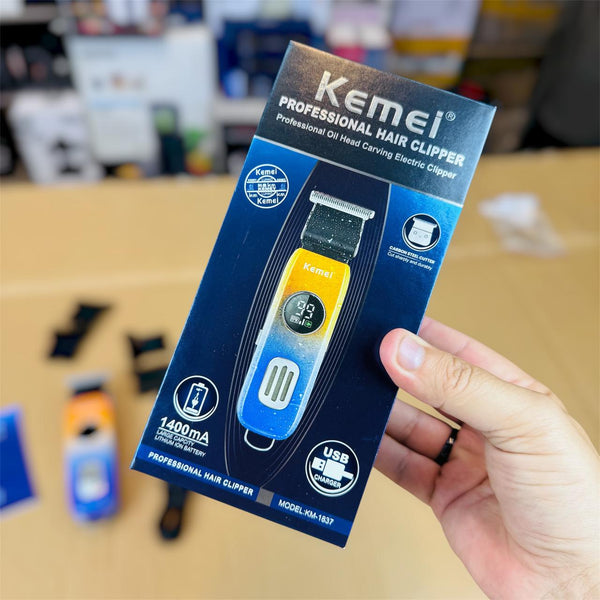 Kemei KM-1837 Professional Hair Clipper & Trimmer (USB Rechargeable)