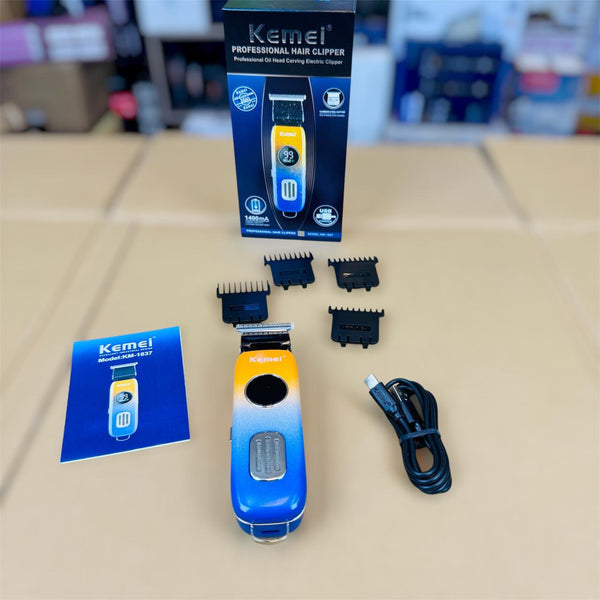 Kemei KM-1837 Professional Hair Clipper & Trimmer (USB Rechargeable)