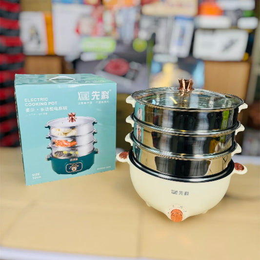 2 in 1 Cooking Pot and 3 layers Food steamer