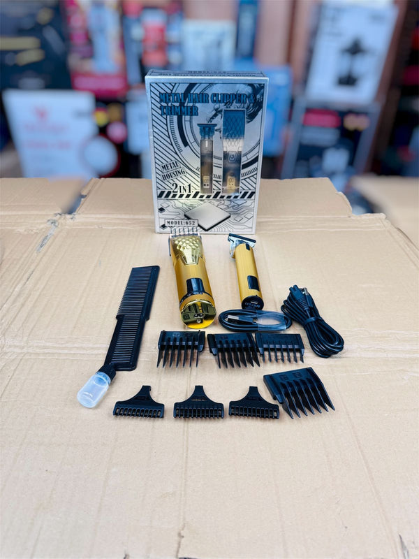 Metal 2-in-1 Hair Clipper & Trimmer M652 (Rechargeable, Digital Display)
