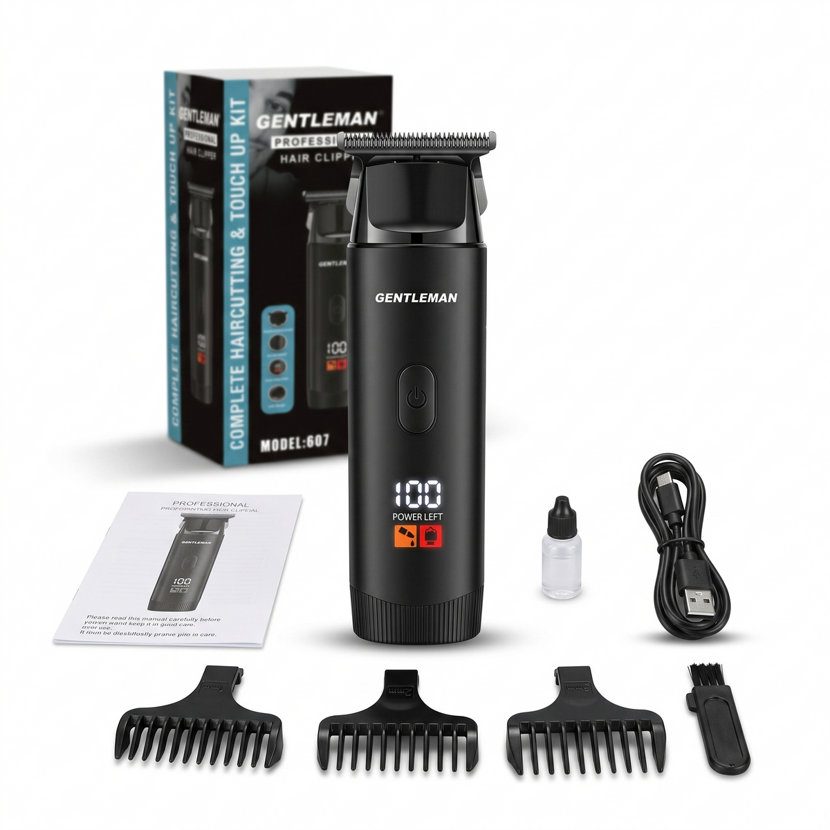 Premium Cordless Hair & Beard Trimmer – Model 607