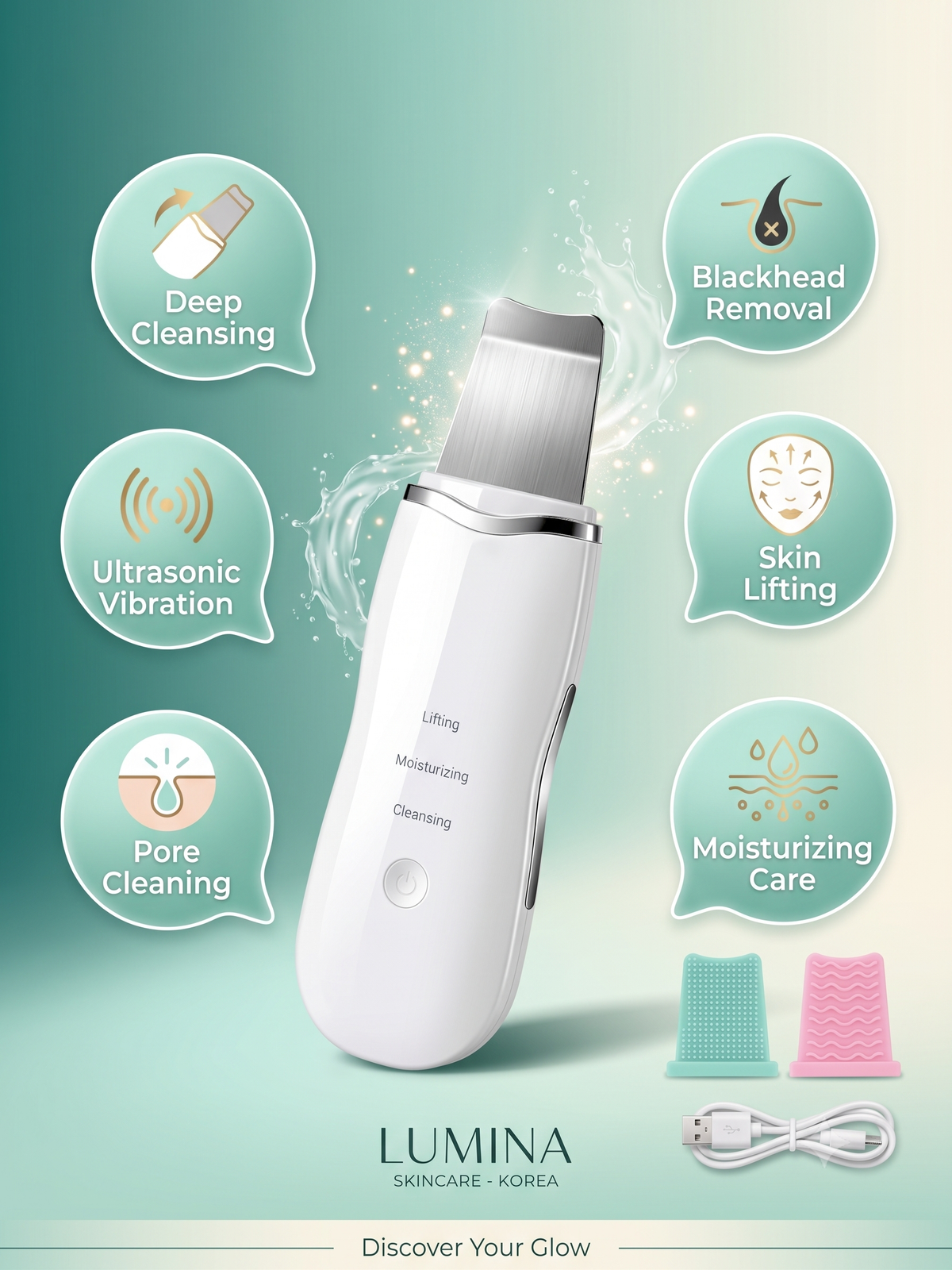3 in 1 Ultrasonic Face Scrubber & Exfoliator Machine