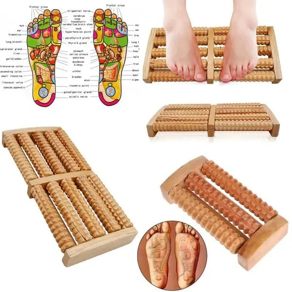 DeepRoll Dual Wooden Foot Massager With 6 Rollers