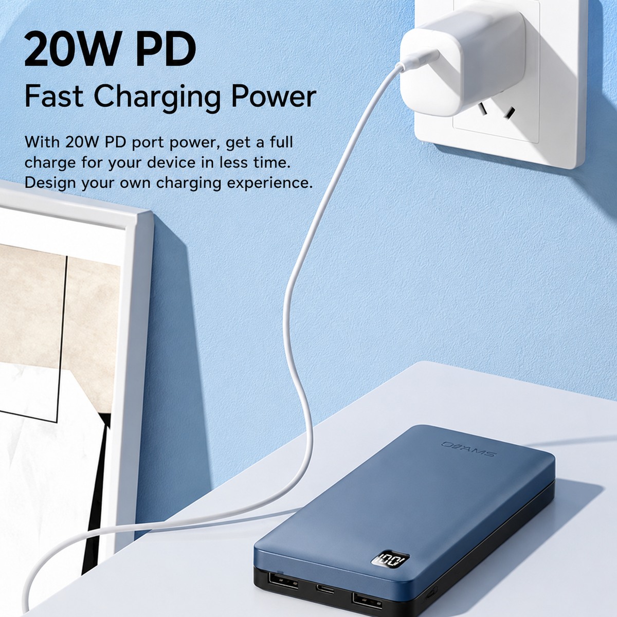 Philips 20000mAh 22.5W USB and Type-C PD Power Bank with Three Output Led Indicator