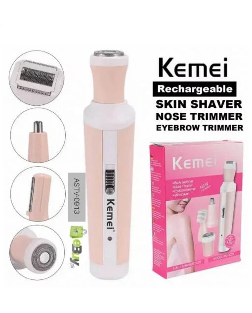 Kemei 4 in 1 Shaver Women’s Trimmer for Face, Nose, Eyebrow, Body