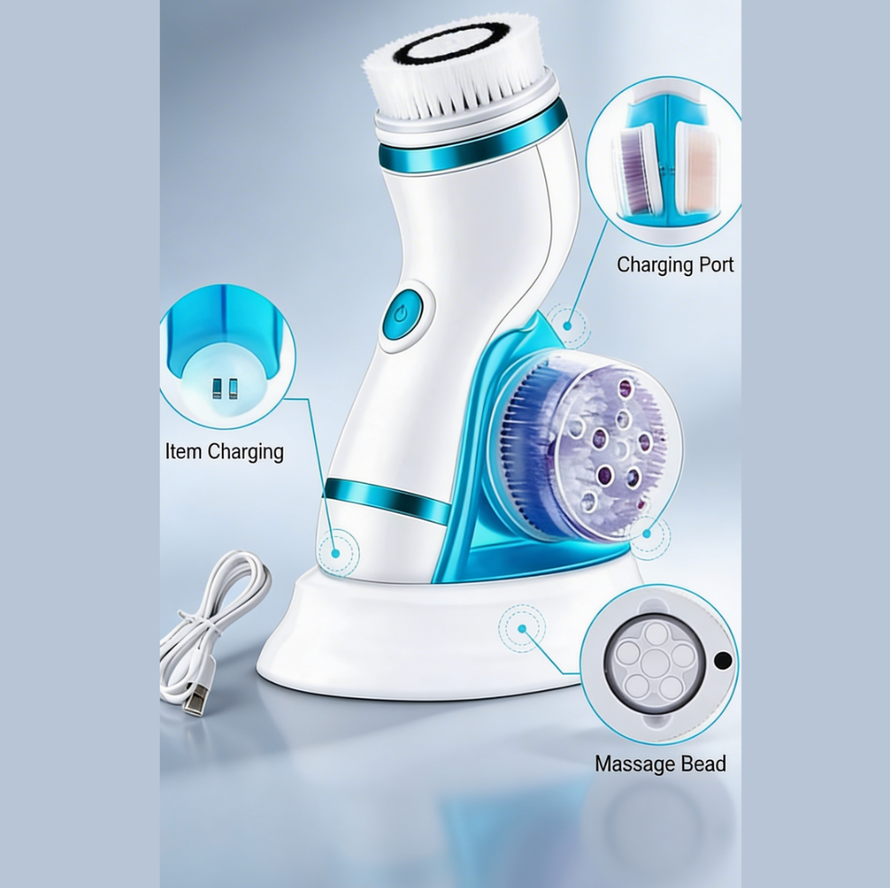 4 In 1 Electric Facial Cleansing Brush & Massager