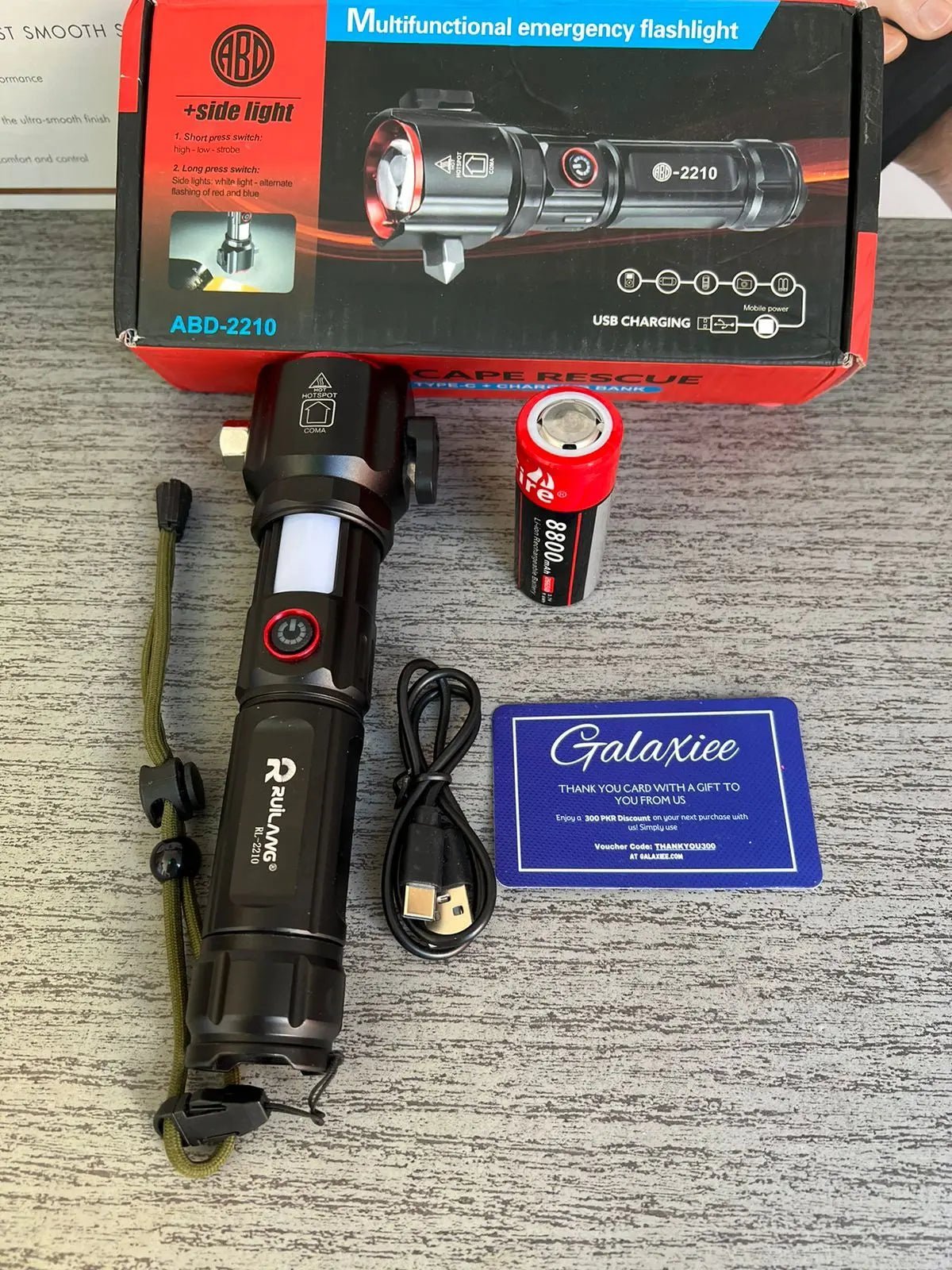 Waterproof Laser LED Tactical t With1Km range flashlight and long lasting backup | Imported