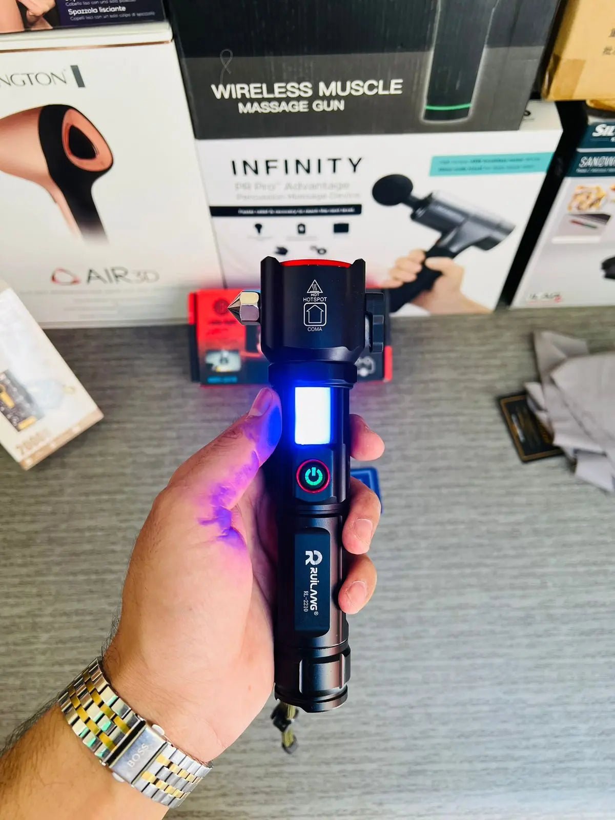 Waterproof Laser LED Tactical t With1Km range flashlight and long lasting backup | Imported