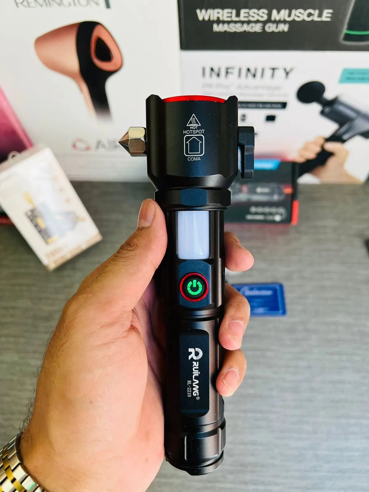 Waterproof Laser LED Tactical t With1Km range flashlight and long lasting backup | Imported