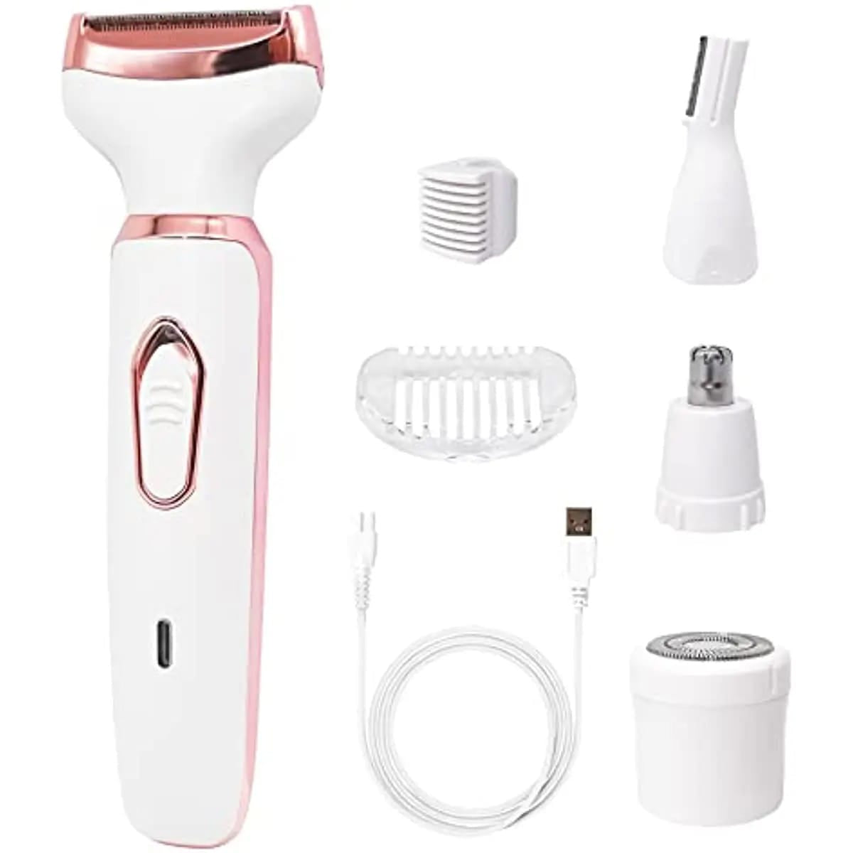 4-in-1 USB Rechargeable Lady Shaver Beauty Kit – Women's Hair Remover & Grooming Trimmer Pakistan